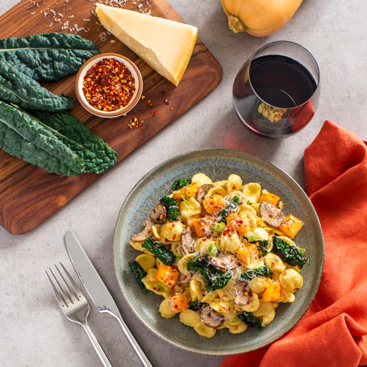 Mushroom, Kale & Butternut Squash Pasta