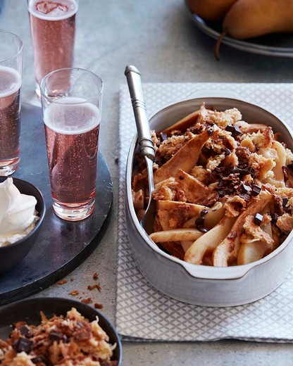 Baked Pears with Coconut Chocolate Crumble